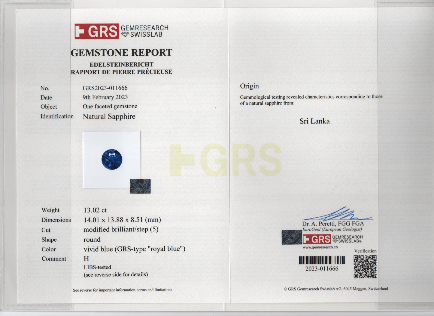 13.02 cts SPARKLING 100% Natural Vivid Royal Blue Color heated Ceylon Sapphire